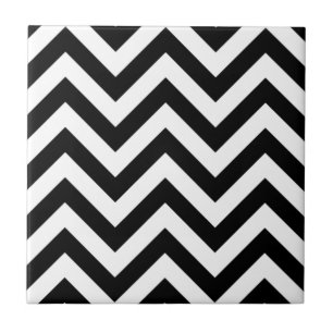 Black And White Zig Zags Tile