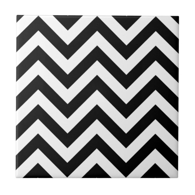 Black And White Zig Zags Tile (Front)