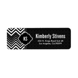 Black And White Zigzag Chevron Return Address Label