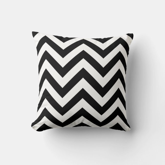Black and white  Zigzag Chevrons Pattern Cushion (Front)