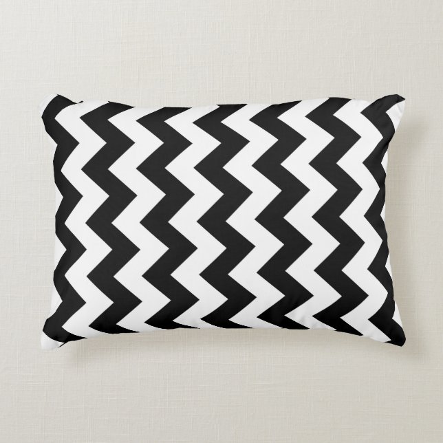 Black and White Zigzag Decorative Cushion (Front)