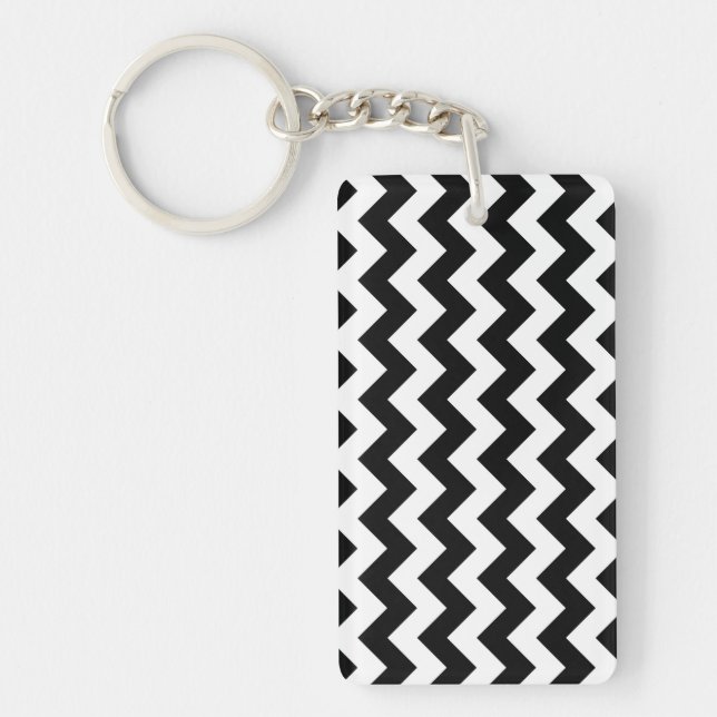 Black and White Zigzag Key Ring (Front)