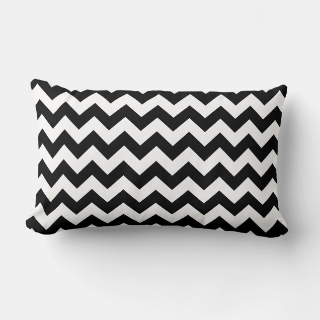 Black and White Zigzag Lumbar Cushion (Front)