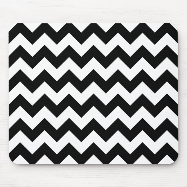 Black and White Zigzag Mouse Pad (Front)