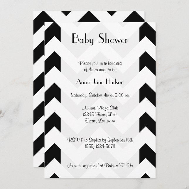Black and White Zigzag Pattern, Baby Shower Invitation (Front/Back)