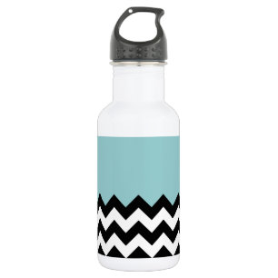 Black and White Zigzag Pattern, Chevron, Blue 532 Ml Water Bottle