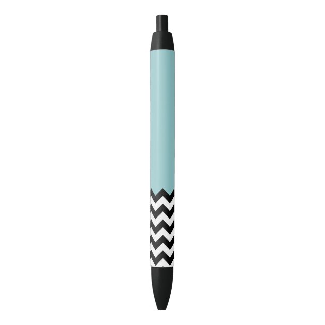 Black and White Zigzag Pattern, Chevron, Blue Black Ink Pen (Front Vertical)