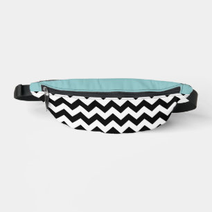 Black and White Zigzag Pattern, Chevron, Blue Bum Bags