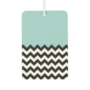 Black and White Zigzag Pattern, Chevron, Blue Car Air Freshener
