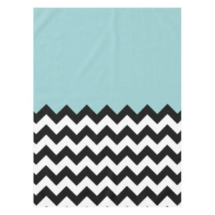 Black and White Zigzag Pattern, Chevron, Blue Tablecloth