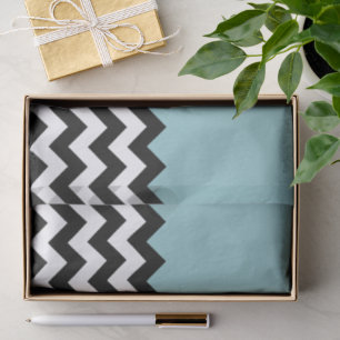 Black and White Zigzag Pattern, Chevron, Blue Tissue Paper
