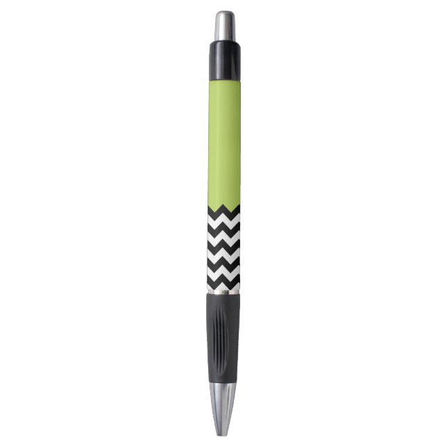 Black and White Zigzag Pattern, Chevron, Green (Front Vertical)