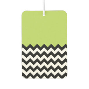 Black and White Zigzag Pattern, Chevron, Green Car Air Freshener