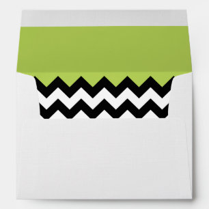 Black and White Zigzag Pattern, Chevron, Green Envelope