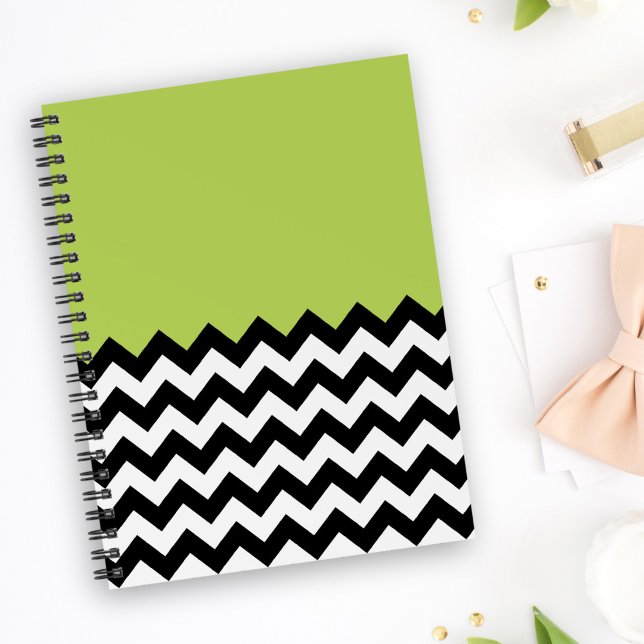 Black and White Zigzag Pattern, Chevron, Green Planner (Creator Uploaded)