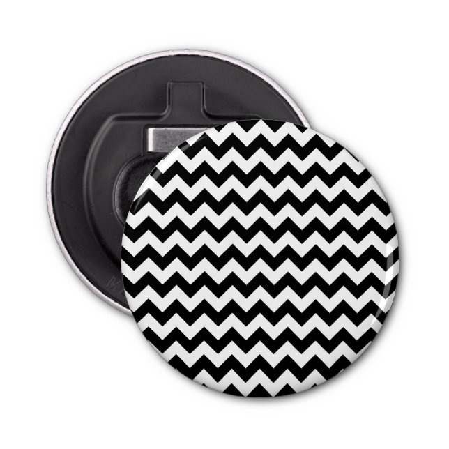 Black and White Zigzag Pattern, Chevron Pattern Bottle Opener (Front)