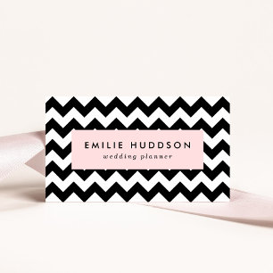 Black and White Zigzag Pattern, Chevron Pattern Business Card