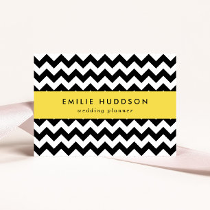 Black and White Zigzag Pattern, Chevron Pattern Business Card