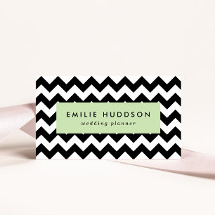 Black and White Zigzag Pattern, Chevron Pattern Business Card
