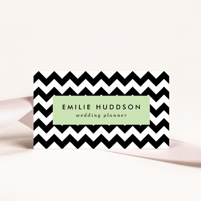 Black and White Zigzag Pattern, Chevron Pattern Business Card (Creator Uploaded)