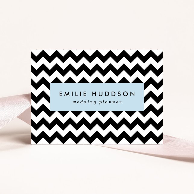 Black and White Zigzag Pattern, Chevron Pattern Business Card (Creator Uploaded)