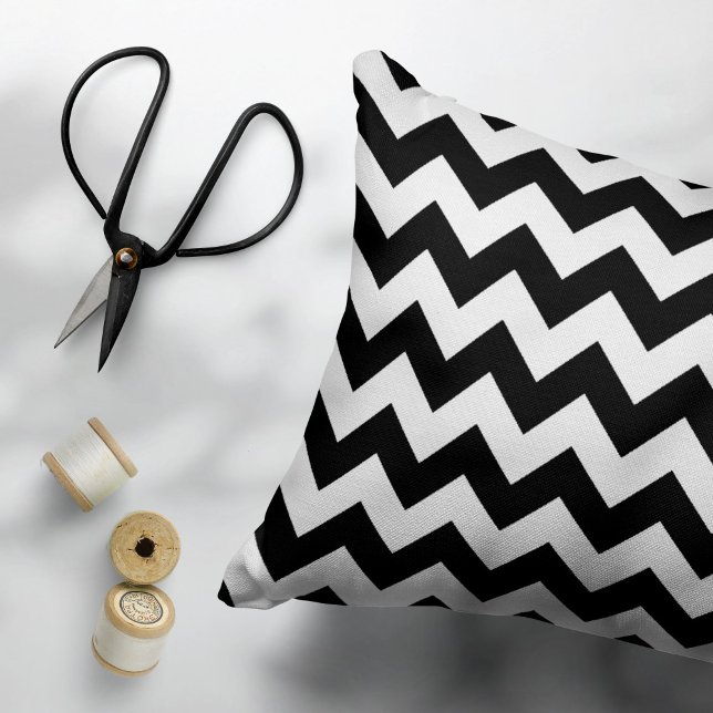 Black and White Zigzag Pattern, Chevron Pattern Decorative Cushion (Creator Uploaded)