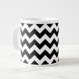 Black and White Zigzag Pattern, Chevron Pattern Large Coffee Mug
