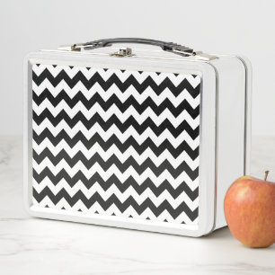 Black and White Zigzag Pattern, Chevron Pattern Metal Lunch Box