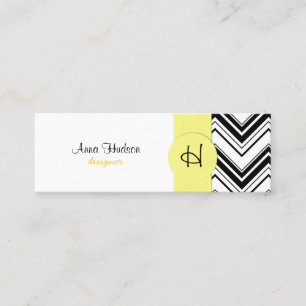 Black and White Zigzag Pattern, Chevron Pattern Mini Business Card