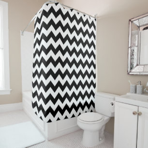 Black and White Zigzag Pattern, Chevron Pattern Shower Curtain