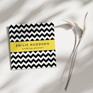 Black and White Zigzag Pattern, Chevron Pattern Square Business Card