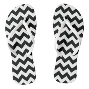 Black and White Zigzag Pattern, Chevron Pattern Thongs