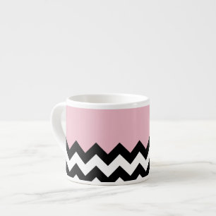 Black and White Zigzag Pattern, Chevron, Pink Espresso Cup