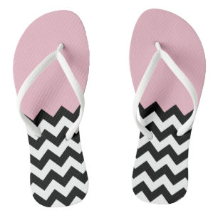 Black and White Zigzag Pattern, Chevron, Pink Thongs