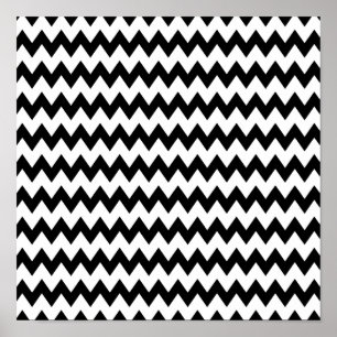 Black and White Zigzag Pattern Poster