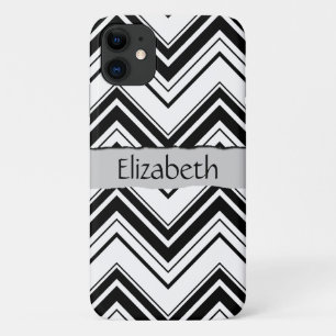 Black and White Zigzag Pattern, Your Name iPhone 11 Case