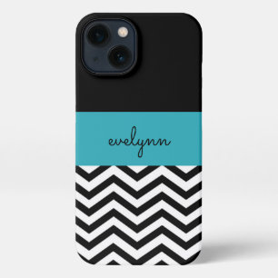 Black and White zigzag Personalised iPhone 13 Case