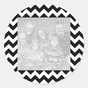 Black and White Zigzag Square Border Photo Classic Round Sticker