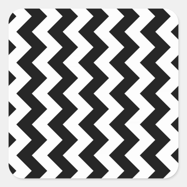 Black and White Zigzag Square Sticker (Front)