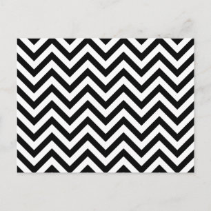 Black and White Zigzag Stripes Chevron Pattern Postcard