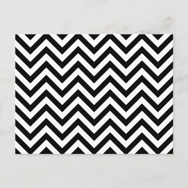 Black and White Zigzag Stripes Chevron Pattern Postcard (Front)