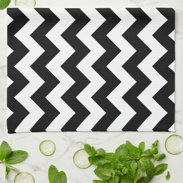 Black and White Zigzag Tea Towel (Folded)
