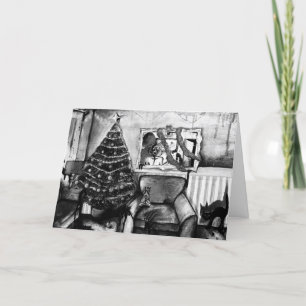 Black and white zombie Christmas card with poem
