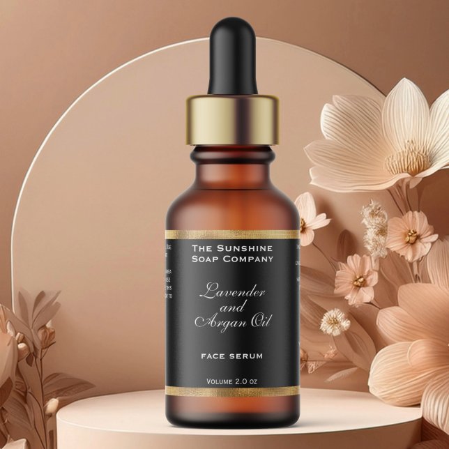 Black and Woven Gold Foil Cosmetics Dropper Bottle Label (Creator Uploaded)