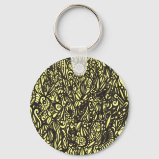 Black and Yellow Abstract Keychain