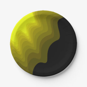 Black and yellow abstract pattern painting  paper plate