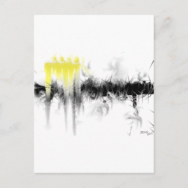 Black and Yellow Abstract Postcard (Front)