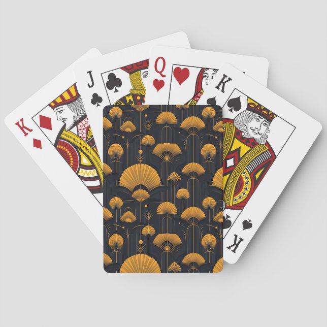 Black and Yellow Art Deco Playing Cards (Back)
