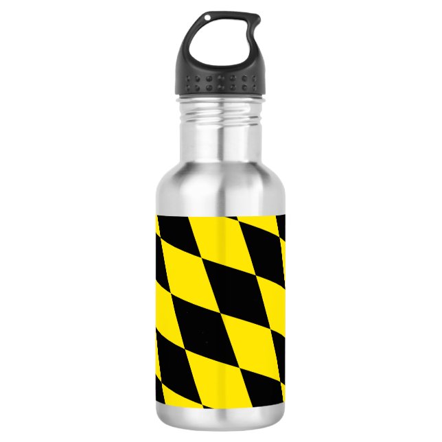Black and Yellow Bavaria Diamond Flag Pattern 532 Ml Water Bottle (Front)