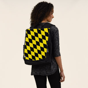 Black and Yellow Bavaria Diamond Flag Pattern Backpack